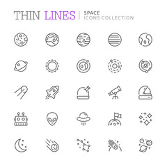 Collection of space related line icons