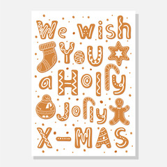 Christmas gingerbread cookies card Merry Christmas