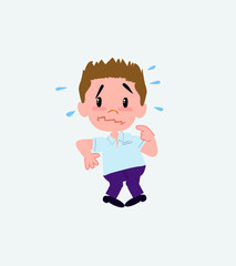 Businessman in casual style, scared. 