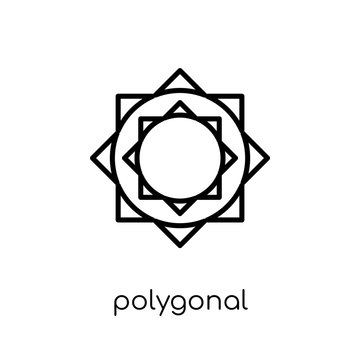 Polygonal ornament of hexagons and triangles icon from Geometry