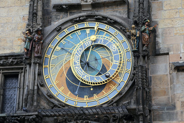 medieval astronomical clock located in Prague in the Czech Repub