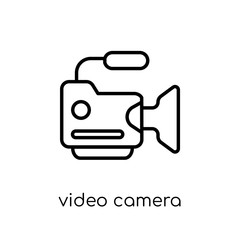 Video camera icon. Trendy modern flat linear vector Video camera icon on white background from thin line Electronic devices collection