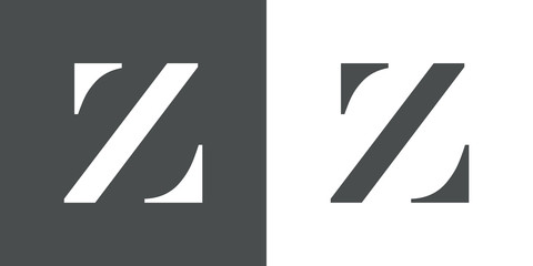 Icono plano letra Z espacio negativo en gris y blanco