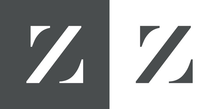 Icono plano letra Z espacio negativo en gris y blanco