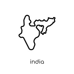 India icon. Trendy modern flat linear vector India icon on white background from thin line india collection