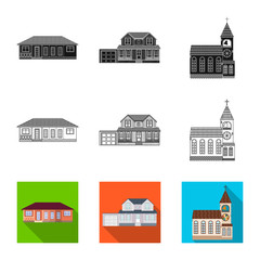 Isolated object of building and front icon. Collection of building and roof vector icon for stock.