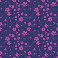 Vector pink and purple seamless repeat floral pattern. Perfect for fabric, wallpaper, stationery and scrapbooking projects and other crafts and digital work