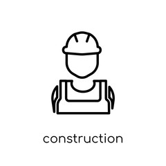 Construction worker icon. Trendy modern flat linear vector Construction worker icon on white background from thin line People collection