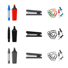 Vector design of office and supply symbol. Set of office and school stock vector illustration.