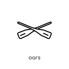 Oars icon. Trendy modern flat linear vector Oars icon on white background from thin line Nautical collection