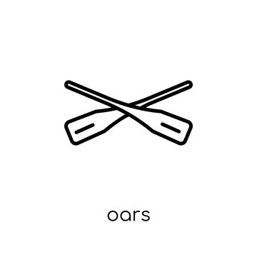 Oars icon. Trendy modern flat linear vector Oars icon on white background from thin line Nautical collection