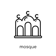 Mosque icon. Trendy modern flat linear vector Mosque icon on white background from thin line Religion collection
