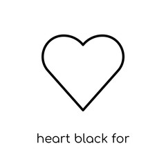 Heart black for valentines icon. Trendy modern flat linear vecto