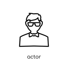 Actor icon. Trendy modern flat linear vector Actor icon on white background from thin line Professions collection