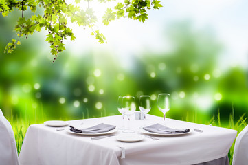 romantischer tisch im garten