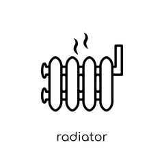 radiator icon. Trendy modern flat linear vector radiator icon on white background from thin line Furniture and household collection, outline vector illustration