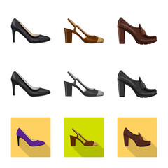 Vector design of footwear and woman symbol. Collection of footwear and foot stock vector illustration.