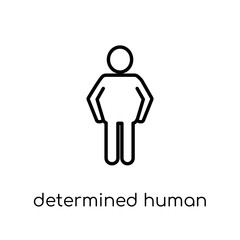 determined human icon. Trendy modern flat linear vector determined human icon on white background from thin line Feelings collection