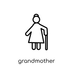 grandmother icon. Trendy modern flat linear vector grandmother icon on white background from thin line family relations collection