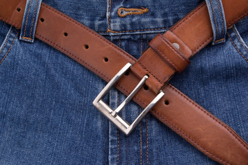 Brown leather belt with jeans