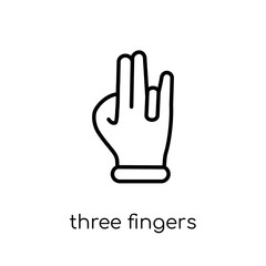 Three fingers command icon. Trendy modern flat linear vector Three fingers command icon on white background from thin line Hands and guestures collection