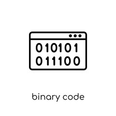 Obraz premium Binary code icon. Trendy modern flat linear vector Binary code icon on white background from thin line Programming collection
