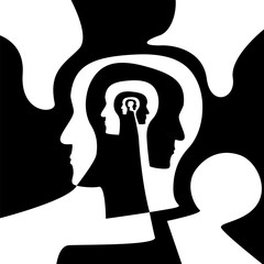 human head with multiple profiles vector concept