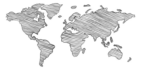 Scribble sketch of World map © POKPAK