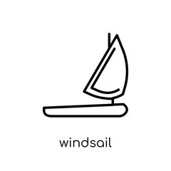Windsail icon. Trendy modern flat linear vector Windsail icon on white background from thin line Nautical collection