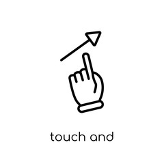 Touch and vertical sliding gesture icon. Trendy modern flat line