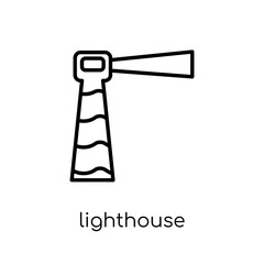 Lighthouse icon. Trendy modern flat linear vector Lighthouse icon on white background from thin line Nautical collection