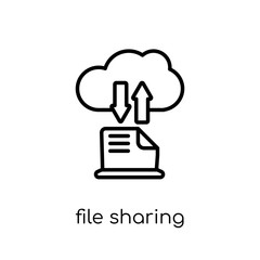 File sharing icon. Trendy modern flat linear vector File sharing icon on white background from thin line Internet Security and Networking collection