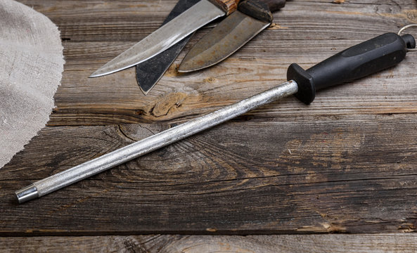 Knife With Sharpening On The Table