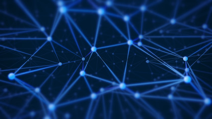 3d illustration of hundreds of points connected to each other with lines