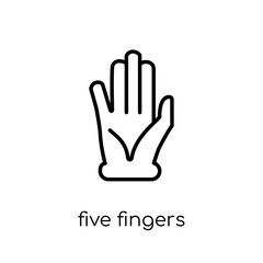 Five Fingers icon. Trendy modern flat linear vector Five Fingers icon on white background from thin line Hands and guestures collection