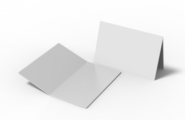 New invitation and greeting card mock up on isolated white background, 3d illustration