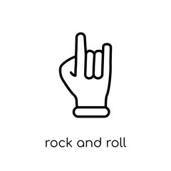 Rock and roll icon. Trendy modern flat linear vector Rock and roll icon on white background from thin line Hands and guestures collection