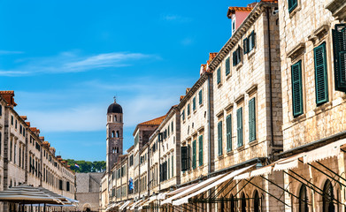 Buildings on Stradun, the main street of Dubrovnik, Croatia