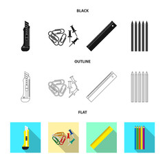 Vector illustration of office and supply symbol. Collection of office and school vector icon for stock.