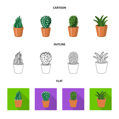Vector illustration of cactus and pot logo. Set of cactus and cacti stock symbol for web.