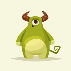 Funny cute monster character. Cartoon vector illustration