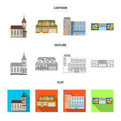 Vector illustration of building and front logo. Collection of building and roof vector icon for stock.