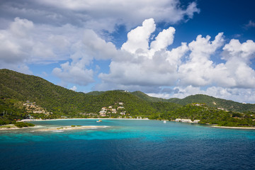 Landscape of the coastline of the British Virgin Islands