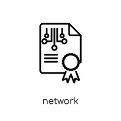 network certificate icon. Trendy modern flat linear vector network certificate icon on white background from thin line Internet Security and Networking collection, outline vector illustration