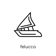 felucca icon. Trendy modern flat linear vector felucca icon on white background from thin line Nautical collection