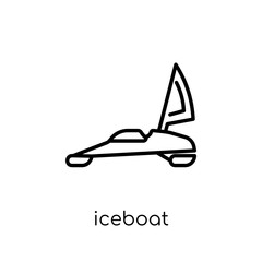 iceboat icon. Trendy modern flat linear vector iceboat icon on white background from thin line Nautical collection