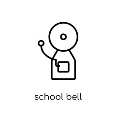School bell icon. Trendy modern flat linear vector School bell icon on white background from thin line E-learning and education collection