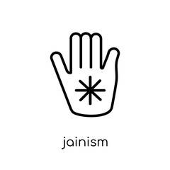 Jainism icon. Trendy modern flat linear vector Jainism icon on white background from thin line Religion collection