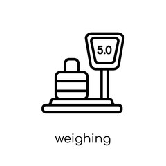 Weighing icon. Trendy modern flat linear vector Weighing icon on white background from thin line Electronic devices collection