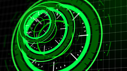 Digital ai technology background. Futuristic green virtual graphic element. HUD design. 3D rendering.